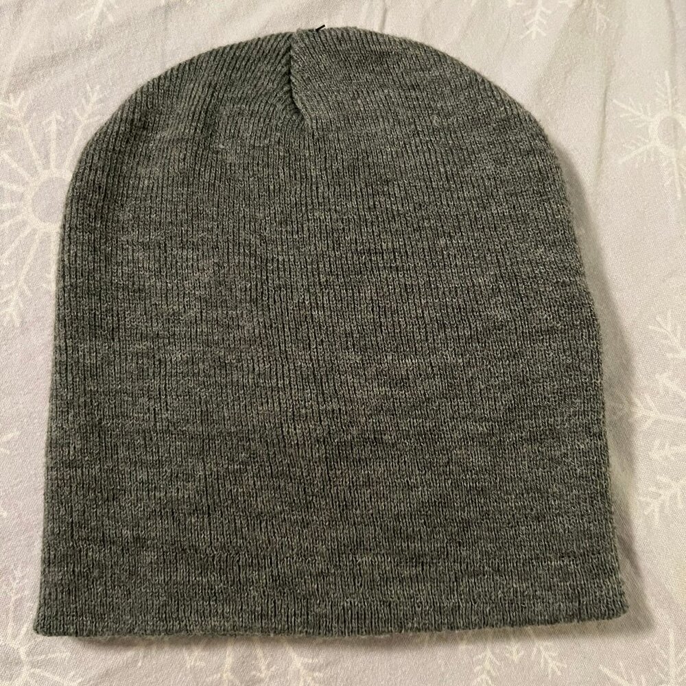 Solid Gray Knit Beanie Hat Winter Warm Stretch One Size Unisex